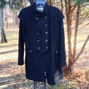 NWOT GUESS Black Wool Coat size medium